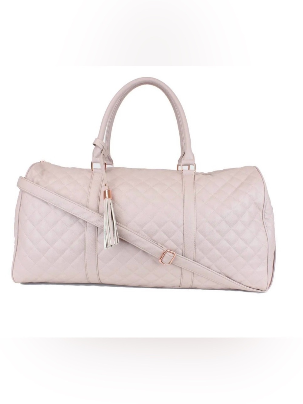 New Ms Lovely quilted pink/mauve WEEKENDER DUFFEL BAG SATIN lining rose gold